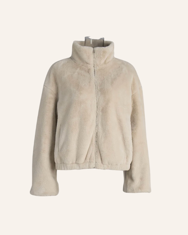 Kuscheljacke Damen Fashion | Fleece Cardigan mit hohen Stehkragen 