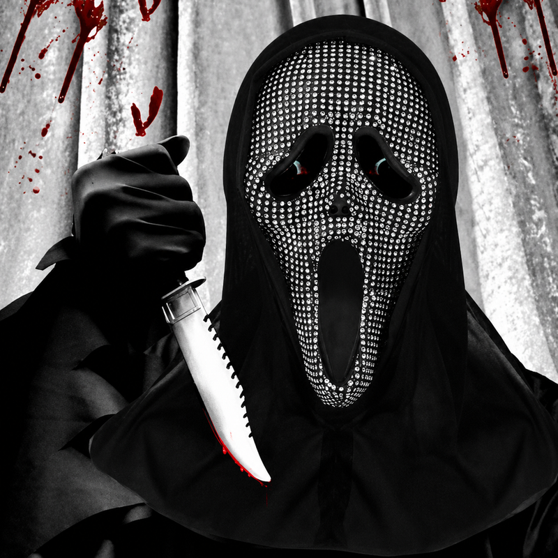 Halloween-Maske mit Glitzersteinen und herabhängendem Schleier