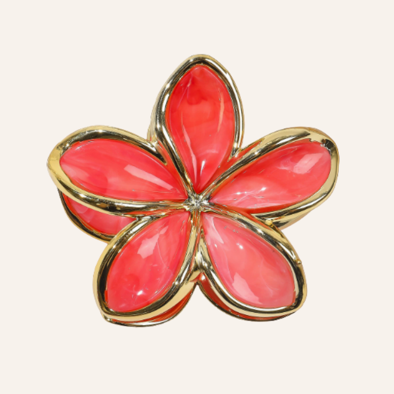 Koral Haarklammer in grossem Blumen Design | Tropische Sommer Haarklammer 