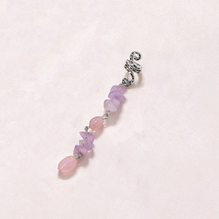 Hippie Boho Haarschmuck für deine Festival Frisur - silbernes Haar Accessoires aus Quarz Mineralsteinen 
