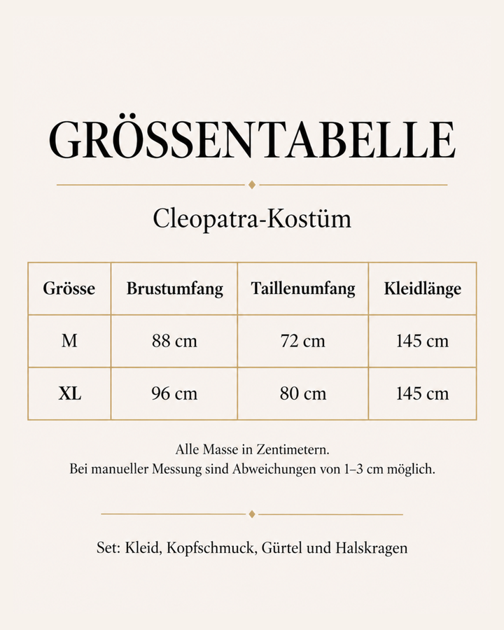 Ägyptisches Königinnen-Kostüm in Schwarz und Gold