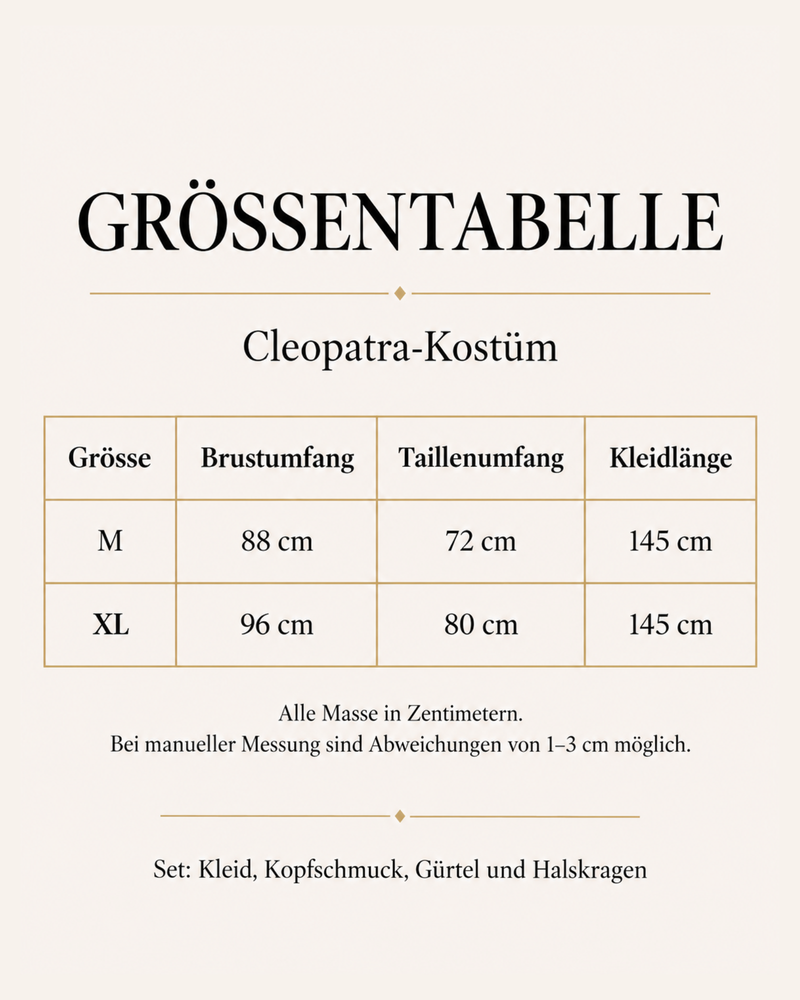 Ägyptisches Königinnen-Kostüm in Schwarz und Gold