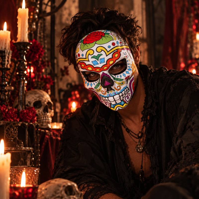 Día-de-los-Muertos-Totenkopfmaske für Halloween und Fasnacht