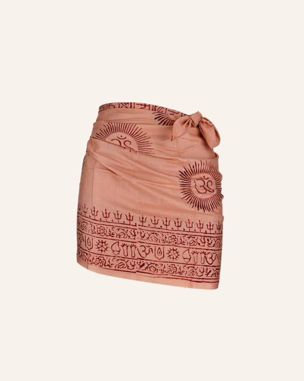 Stillvoller braun-beiger Pareo Sarong mit spirituellen Om Zeichen 