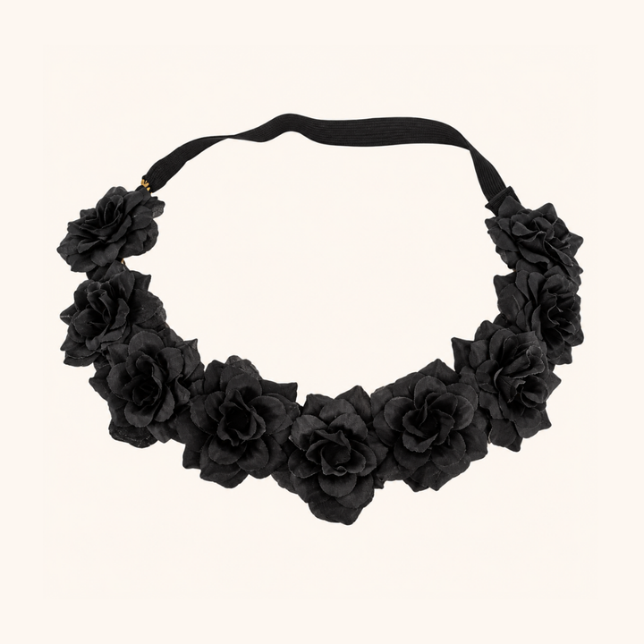 Floraler Haarkranz in  Schwarz mit dunklem Band