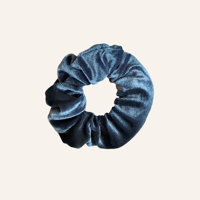 Petrol blaues stillvolles Haargummi Scrunchie mit Reissverschluss Poket 
