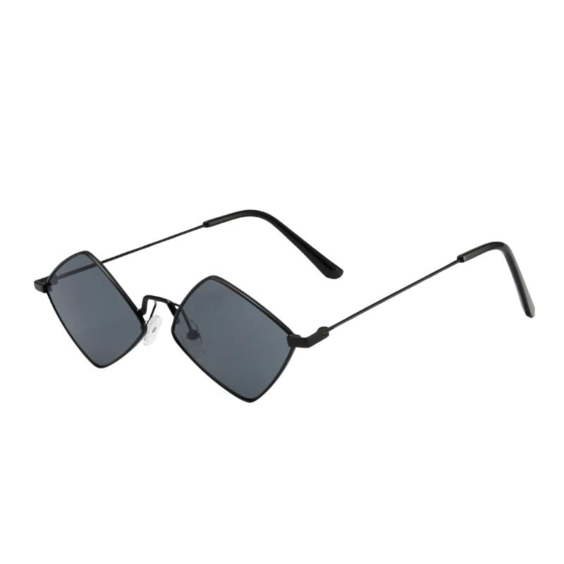 schwarze Unisex Sonnenbrille mit kleinen Quadratischen Gläsern 