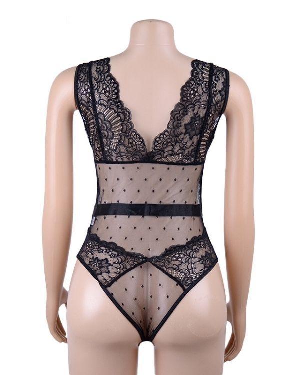 Mesh Bodysuit Schwarz - Erotik Reizwäsche Dessous Damen