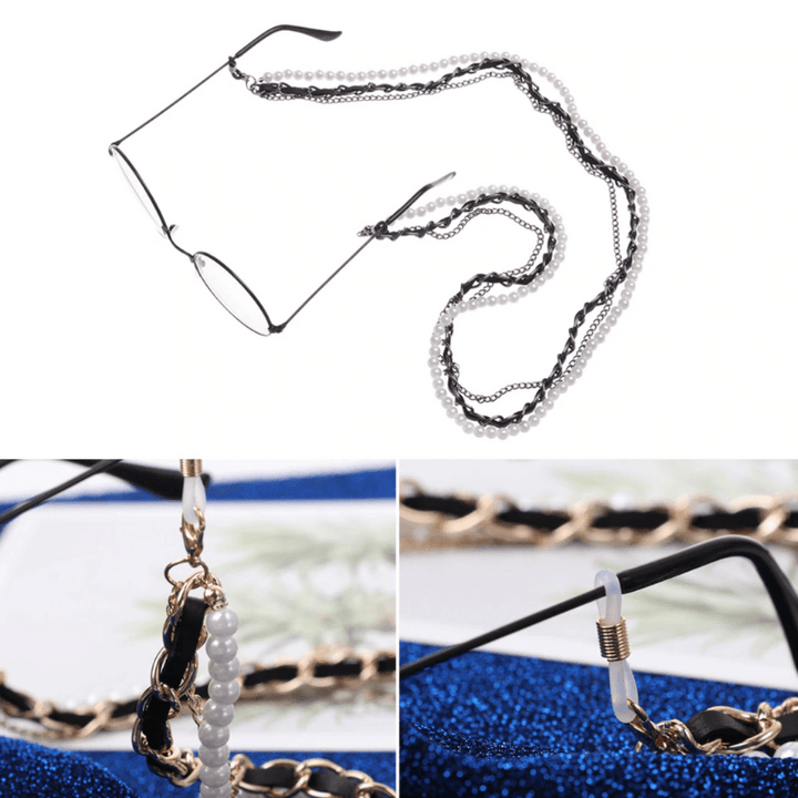 Sonnenbrille Multilayer Kette aus Perlen und Gliedern