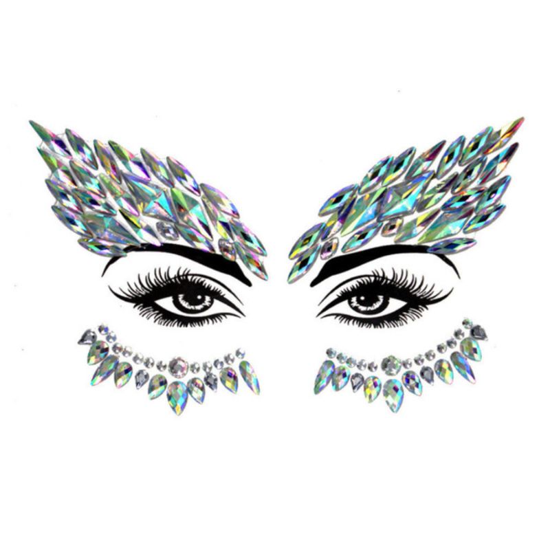 Glitzer Steine zum Aufkleben im Gesicht um die Augen Partie - Festival Party Glitzer Make-Up zum Aufkleben 