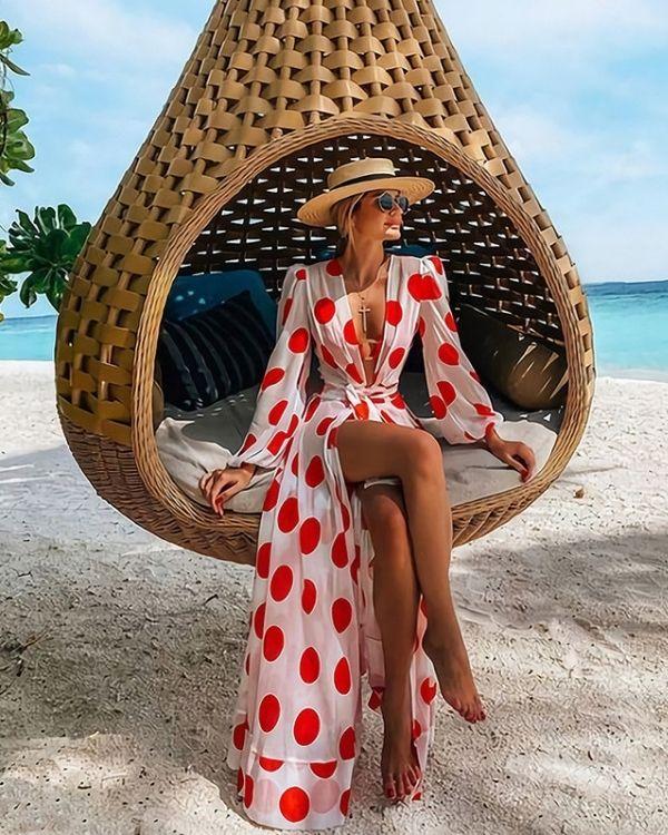 Langer Kimono Red Dots