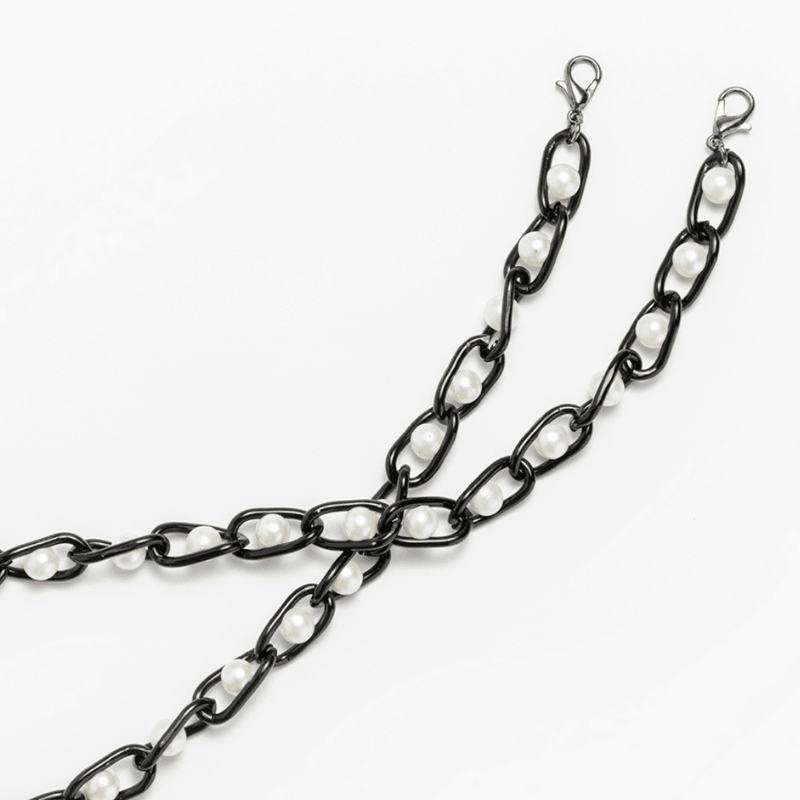 Maskenkette mit Karabiner Haken in schwarz weiss