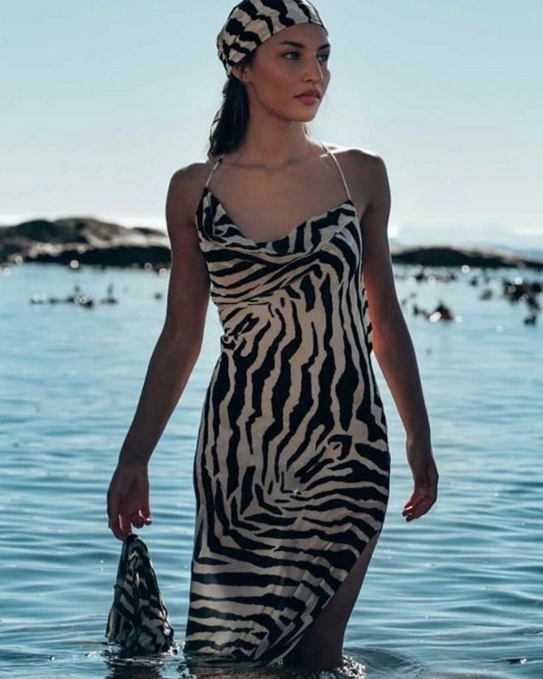 Langes Kleid Zebra Black White