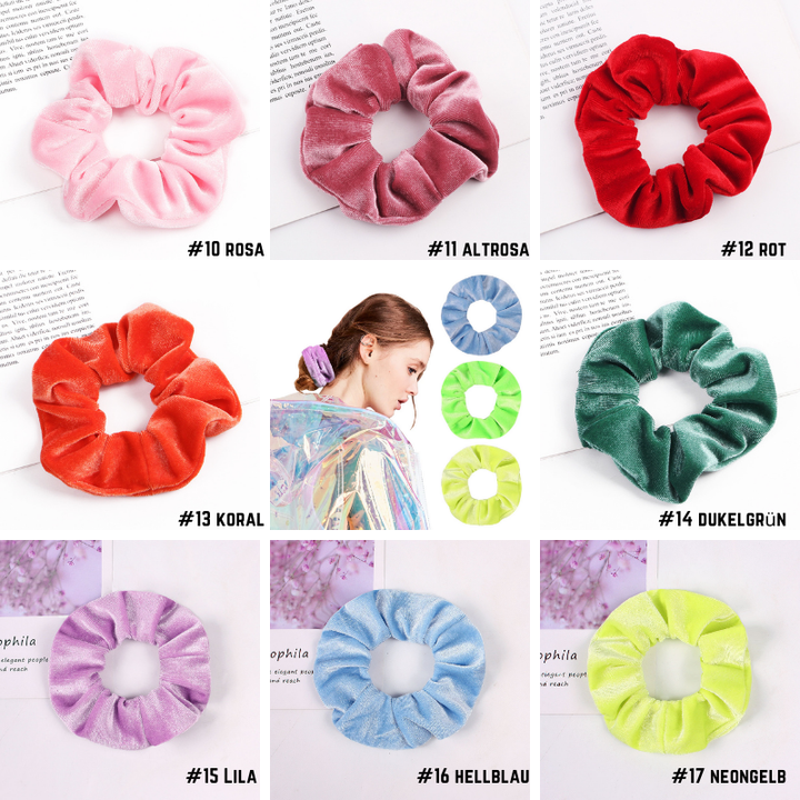 Haargummi Scrunchie in rosa rot hellblau flieder lila kaufen
