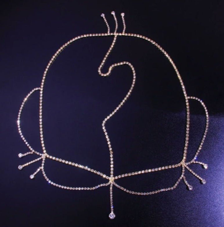 Goldene Glitzer Kopfkette Kopfschmuck aus Strasssteinen in gold 